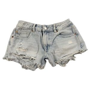 garage light wash distressed jean shorts